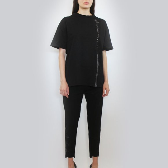 Cut-Out Rhinestone Script Trim Top T-56 - Picture 10 of 16